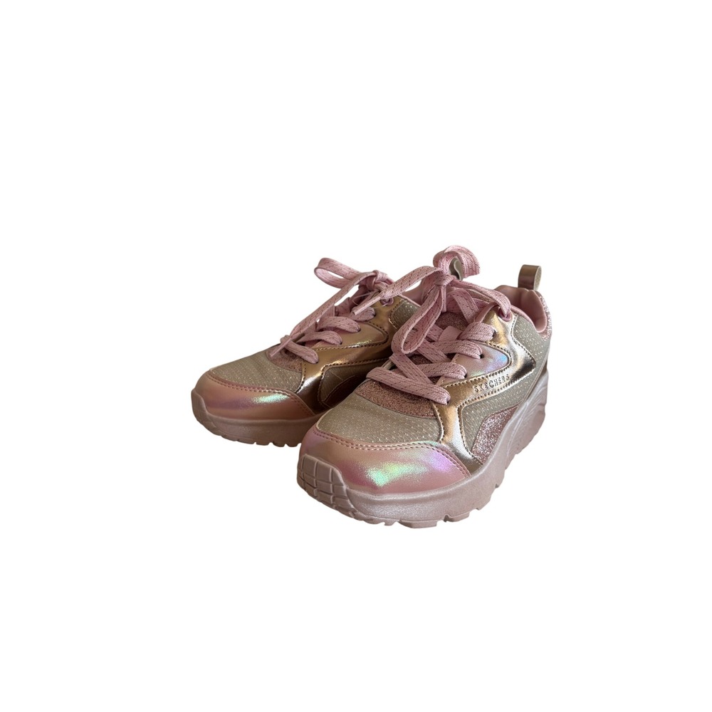 Skechers Kids Girls Rose Gold Glitter Lace‎ Up Sneakers Size Little Kids 12